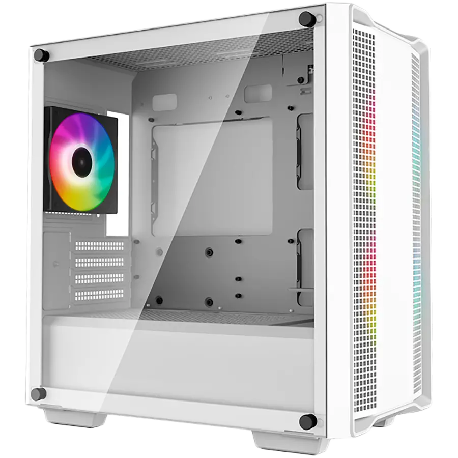 DeepCool CC360 ARGB WH, Mid Tower, Mini-ITX/Micro-ATX, 1xUSB3.0, 1xUSB2.0, 1xAudio, 3x120mm Pre-Installed ARGB Fans, Tempered Glass, Mesh Panel, White, R-CC360-WHAPM3-G-1 - image 1