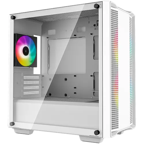 DeepCool CC360 ARGB WH, Mid Tower, Mini-ITX/Micro-ATX, 1xUSB3.0, 1xUSB2.0, 1xAudio, 3x120mm Pre-Installed ARGB Fans, Tempered Glass, Mesh Panel, White, R-CC360-WHAPM3-G-1 - image 1