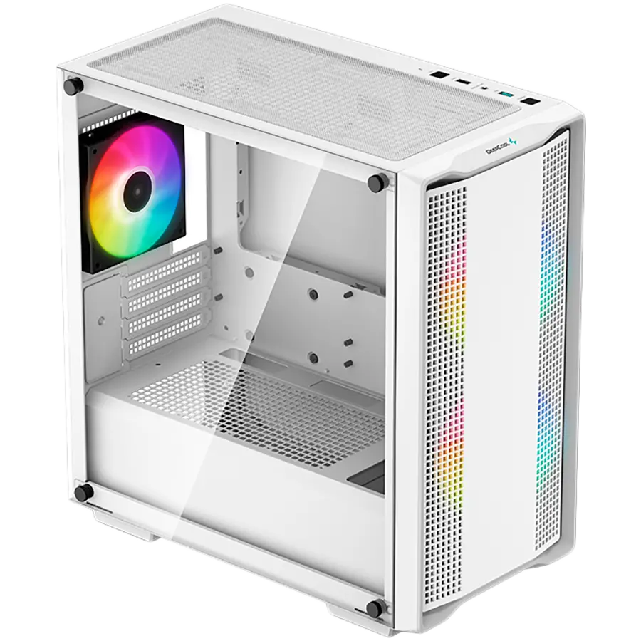 DeepCool CC360 ARGB WH, Mid Tower, Mini-ITX/Micro-ATX, 1xUSB3.0, 1xUSB2.0, 1xAudio, 3x120mm Pre-Installed ARGB Fans, Tempered Glass, Mesh Panel, White, R-CC360-WHAPM3-G-1 - image 2
