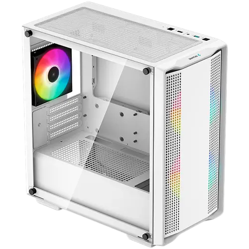 DeepCool CC360 ARGB WH, Mid Tower, Mini-ITX/Micro-ATX, 1xUSB3.0, 1xUSB2.0, 1xAudio, 3x120mm Pre-Installed ARGB Fans, Tempered Glass, Mesh Panel, White, R-CC360-WHAPM3-G-1 - image 2