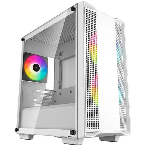 DeepCool CC360 ARGB WH, Mid Tower, Mini-ITX/Micro-ATX, 1xUSB3.0, 1xUSB2.0, 1xAudio, 3x120mm Pre-Installed ARGB Fans, Tempered Glass, Mesh Panel, White, R-CC360-WHAPM3-G-1