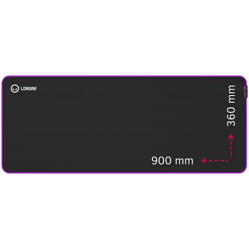Lorgar Main 319, Gaming mouse pad, High-speed surface, Purple anti-slip rubber base, size: 900mm x 360mm x 3mm, weight 0.6kg