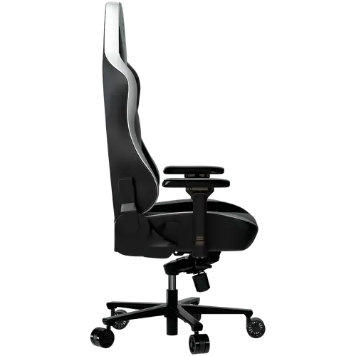 LORGAR Base 311, Gaming chair, PU eco-leather, 1.8 mm metal frame, multiblock mechanism, 4D armrests, 5 Star aluminium base, Class-4 gas lift, 75mm PU casters, Black + white - image 2