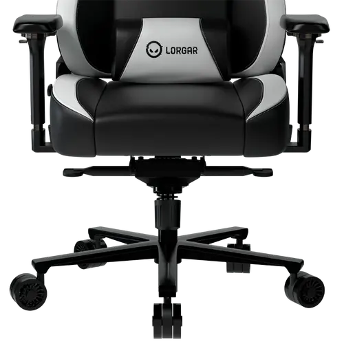LORGAR Base 311, Gaming chair, PU eco-leather, 1.8 mm metal frame, multiblock mechanism, 4D armrests, 5 Star aluminium base, Class-4 gas lift, 75mm PU casters, Black + white - image 5