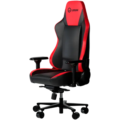 LORGAR Base 311, Gaming chair, PU eco-leather, 1.8 mm metal frame, multiblock mechanism, 4D armrests, 5 Star aluminium base, Class-4 gas lift, 75mm PU casters, Black + red - image 1