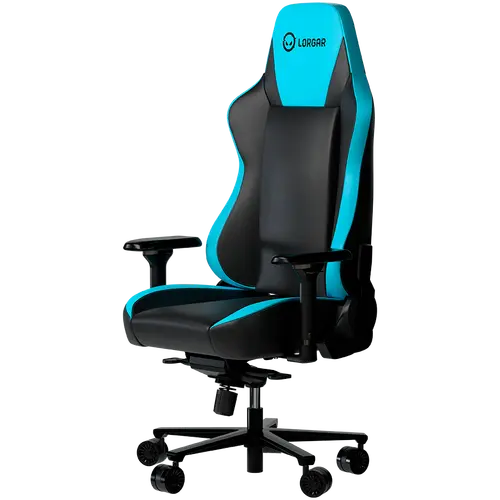 LORGAR Base 311, Gaming chair, PU eco-leather, 1.8 mm metal frame, multiblock mechanism, 4D armrests, 5 Star aluminium base, Class-4 gas lift, 75mm PU casters, Black + blue - image 1