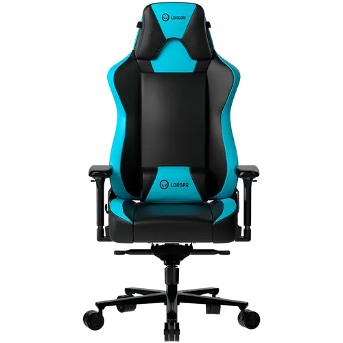 LORGAR Base 311, Gaming chair, PU eco-leather, 1.8 mm metal frame, multiblock mechanism, 4D armrests, 5 Star aluminium base, Class-4 gas lift, 75mm PU casters, Black + blue