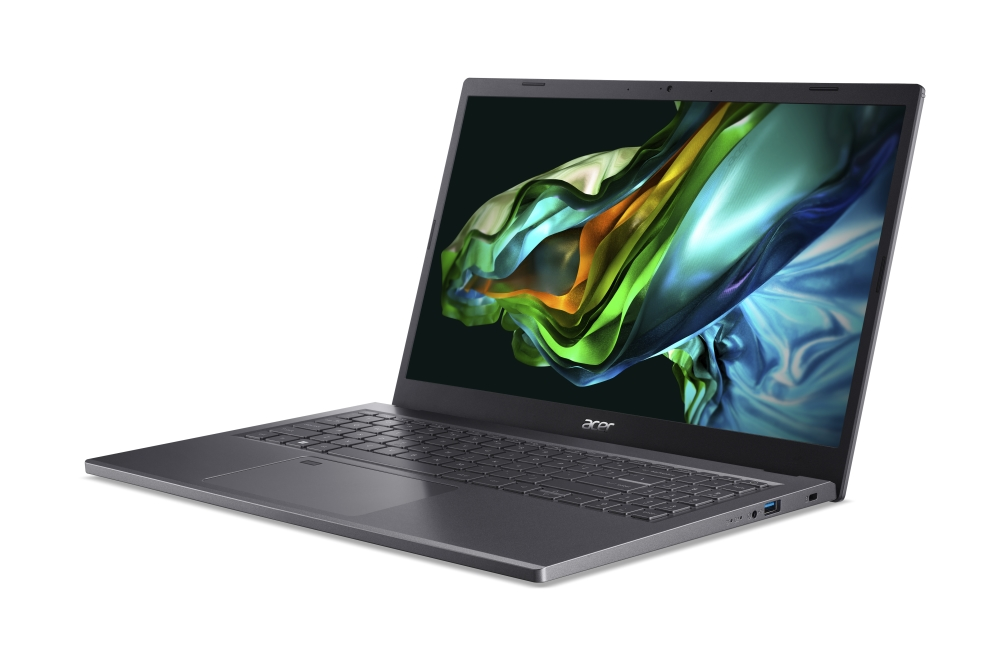 Лаптоп, Acer Aspire 5, A515-58M-56WA, Intel Core i5-1335U (1.3GHz up to 4.60GHz, 12MB), 15.6" FHD IPS SlimBezel, 16 GB DDR5, 512GB PCIe NVMe SSD, Intel Iris Xe Graphics, Wifi 802.11AX, BT, HD Cam, KB Backlight, Fingerprint reader, Linux, Gray - image 2