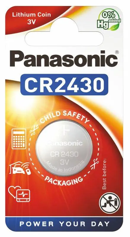 Бутонна батерия литиева PANASONIC CR2430, 3V, 1 бр. в блистер, цена за 1 бр.