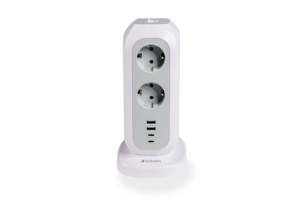 Разклонител, Verbatim EUPT-01 EU Power Tower 11 AC with 2 x USB-C / 2 x USB-A - image 2