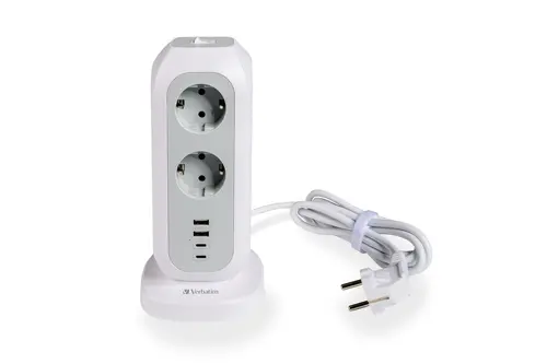 Разклонител, Verbatim EUPT-01 EU Power Tower 11 AC with 2 x USB-C / 2 x USB-A - image 3