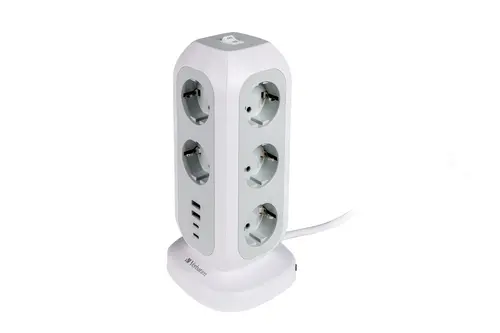 Prelungitor, Verbatim EUPT-01 EU Power Tower 11 AC cu 2 x USB-C / 2 x USB-A - 1