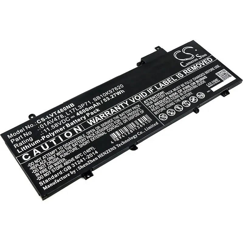 Батерия за лаптоп CAMERON SINO, За LENOVO ThinkPad T480s, L17L3P71, 11.58V, 4600mAh - image 1