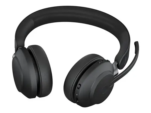 JABRA Evolve2 65 UC Stereo Headset on-ear Bluetooth wireless USB-A noise isolating black with charging stand