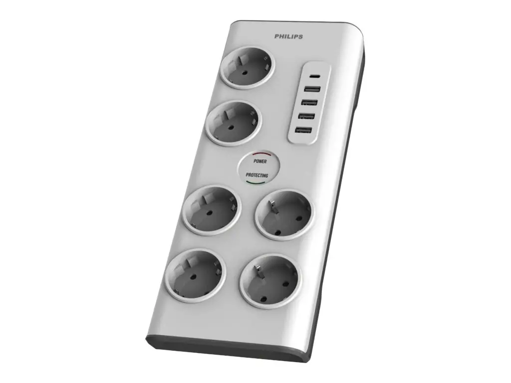 PHILIPS Surge protector 6 outlets 5 USB ports 2m cable