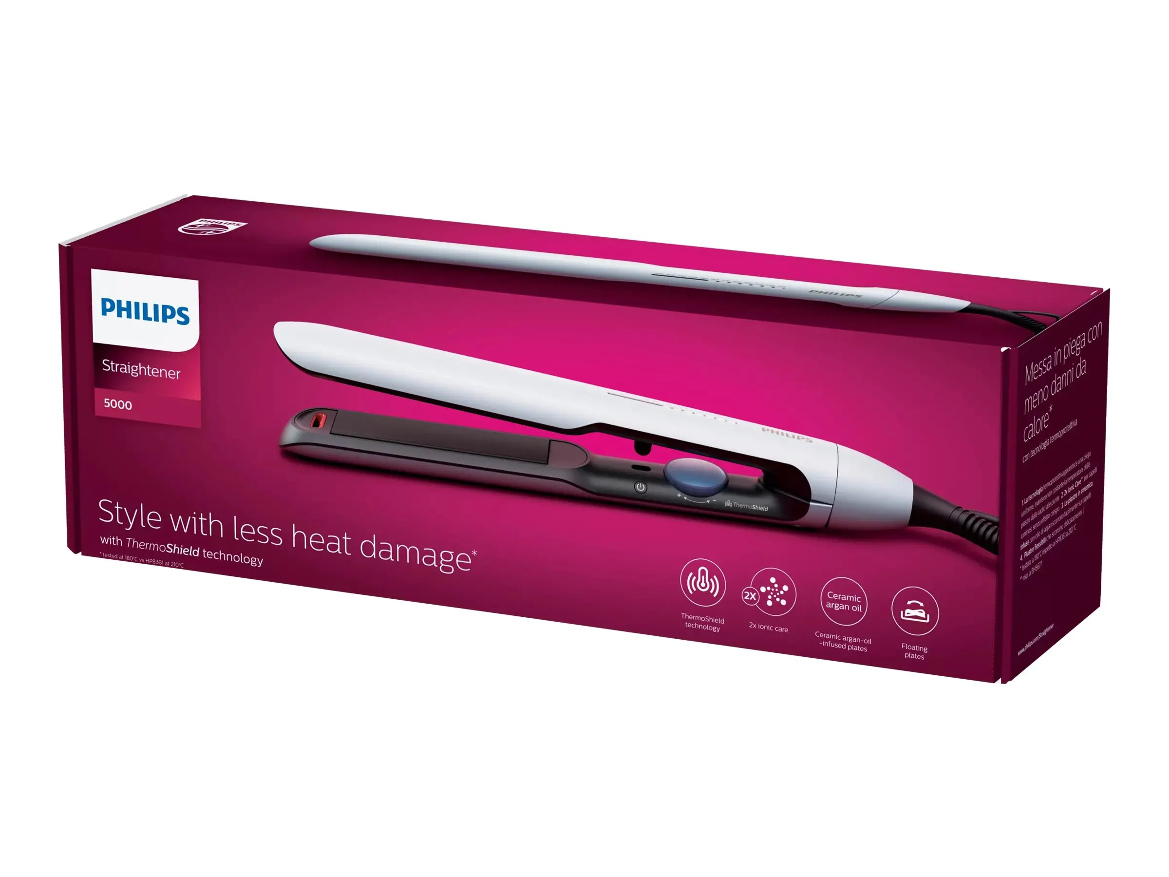 PHILIPS Преса за изправяне series 5000 Технология ThermoShield 2x йонни грижи Керамични плочи с арганово масло - image 1
