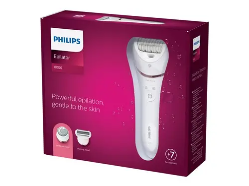 PHILIPS Епилатор серия 8000 използване на мокро и сухо за крака и тяло + 7 принадлежности