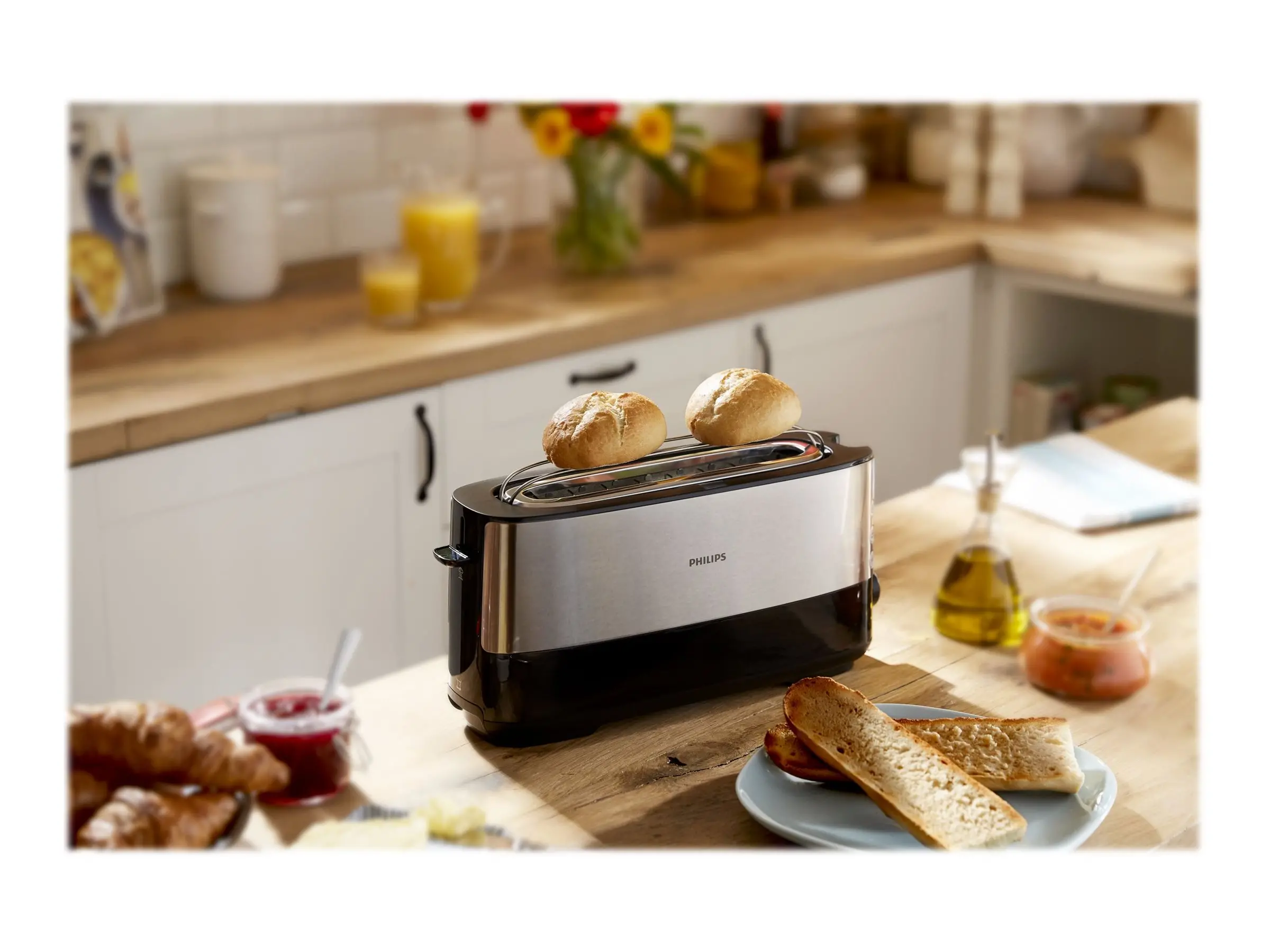 PHILIPS Prăjitor de pâine Viva Collection metalic sloturi lungi Mod de decongelare 8 setări - image 4