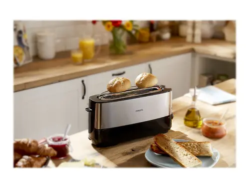 PHILIPS Prăjitor de pâine Viva Collection metalic sloturi lungi Mod de decongelare 8 setări - 5