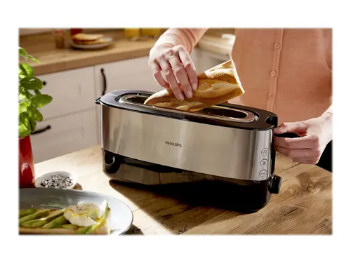PHILIPS Prăjitor de pâine Viva Collection metalic sloturi lungi Mod de decongelare 8 setări - 6