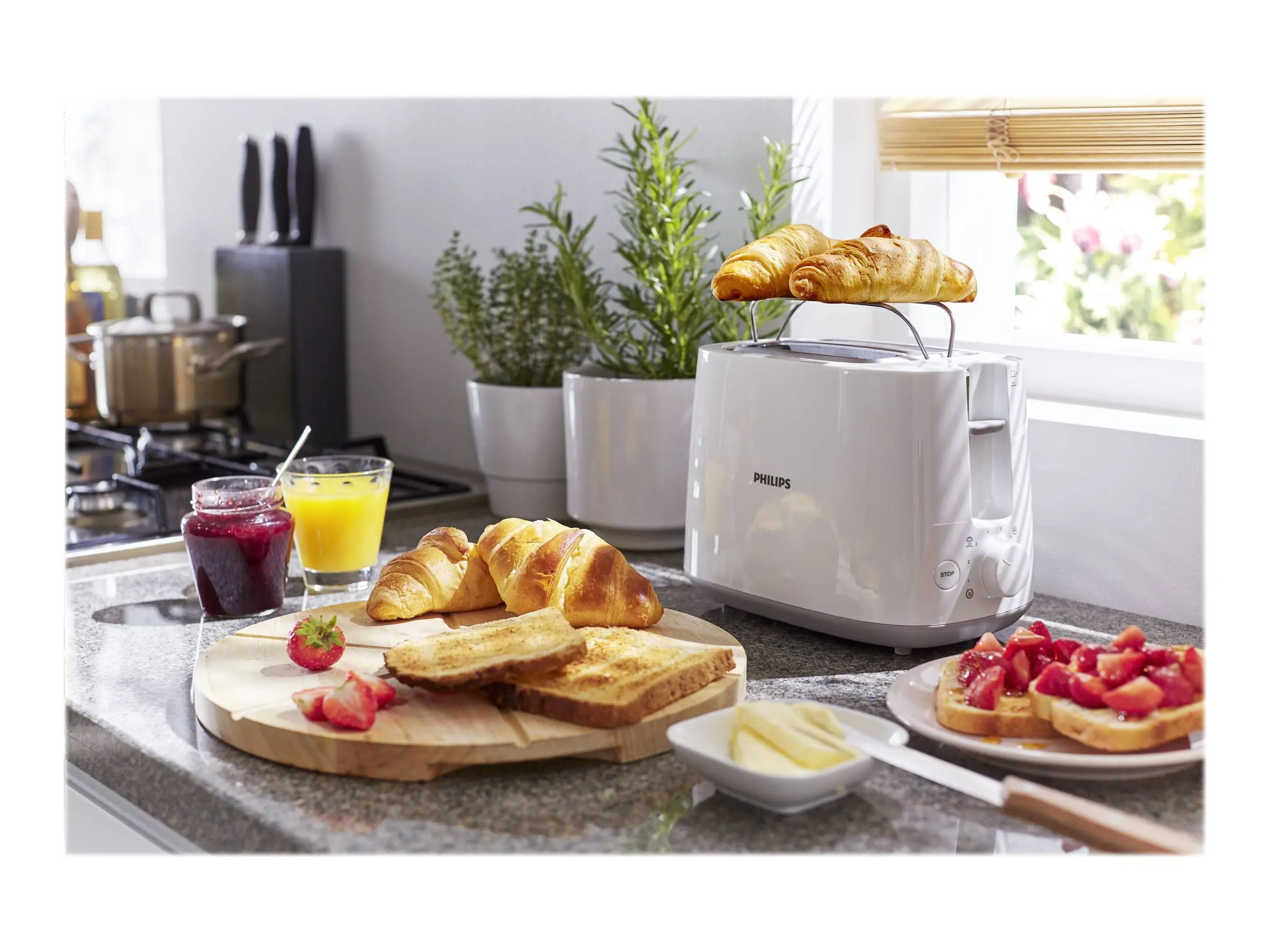 PHILIPS Prăjitor de pâine Daily Collection 2 sloturi mari cu lățime variabilă 8 setări alb - image 1