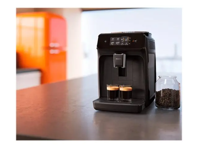 Philips Автоматична еспресо машина 1200 series 2 напитки, Сензорен дисплей, цвят Черно