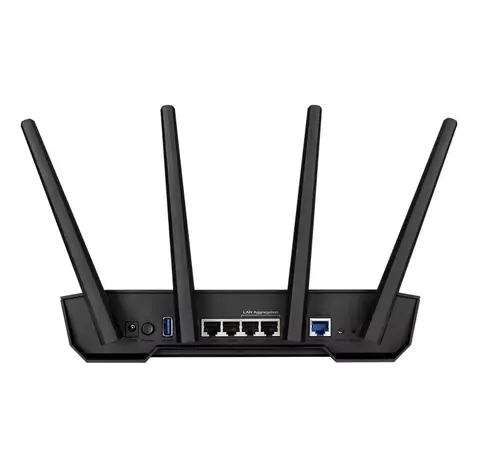 Рутер, Asus Gaming Wireless Router,TUF Gaming AX3000 V2, AX3000, Dual-Band, Quad-Core 1.7GHz CPU, 256MB/512MB Flash/RAM, 2.5Gport, AiProtection Pro, Adaptive QoS, VPN Fusion, IPTV, OFDMA, Beamforming, Link Aggregation, Port forwarding, AiMesh, Black - image 1