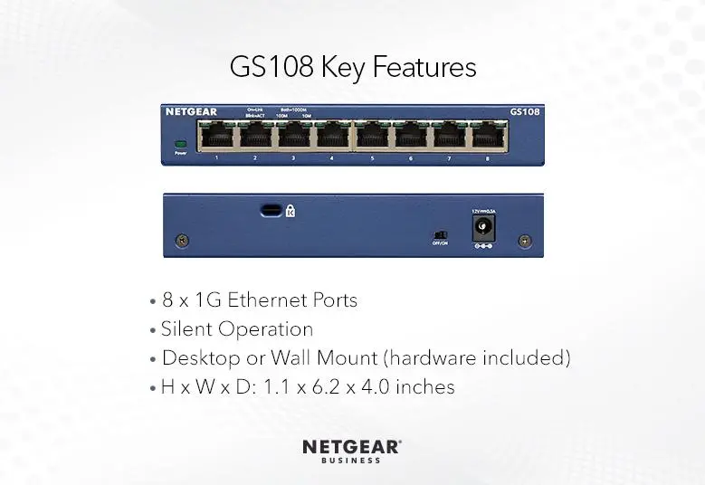 NETGEAR GS108GE Switch Gigabit 8 θυρών χαλκού - image 4