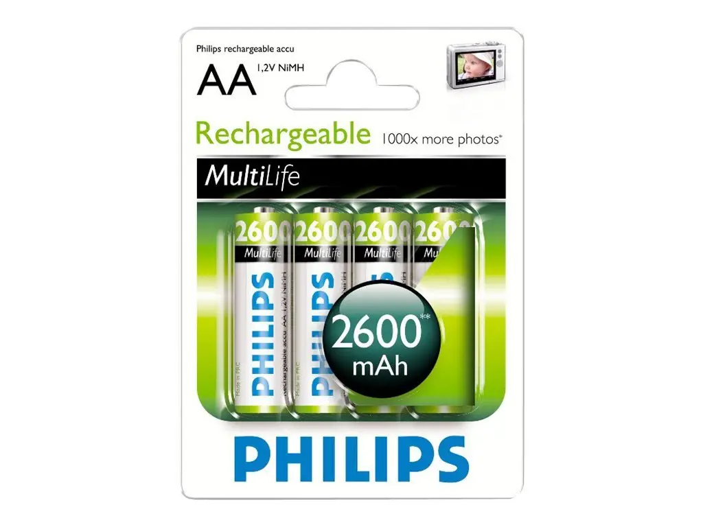 Philips Επαναφορτιζόμενες μπαταρίες HR6 AA, 2600 mAh, συσκευασία 4 τεμαχίων