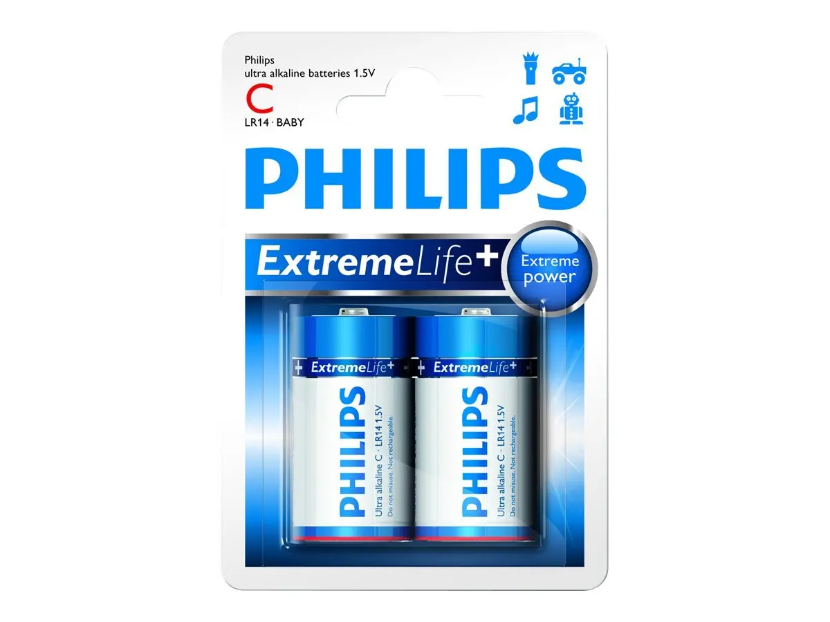 Philips Ultra Alkaline baterie LR14 C, blister 2 buc