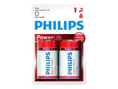 Philips Power Alkaline baterie LR20 D, blister 2 buc