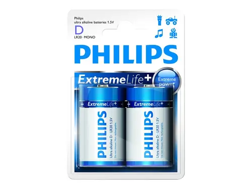Philips Ultra Alkaline baterie LR20 D, blister 2 buc - 1