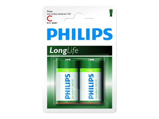 Philips Longlife батерия R14 (C), 2-blister