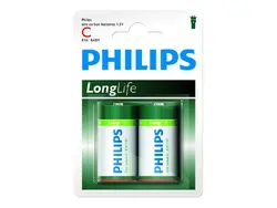 Philips Longlife батерия R14 (C), 2-blister