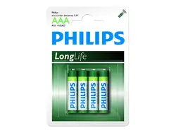 Philips Longlife батерия R03 AAA (E), 4-blister
