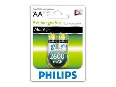 Philips Rechargeable επαναφορτιζόμενη μπαταρία HR6 AA, 2600 mAh, blister 2 τεμ - image 1