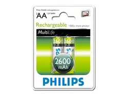 Philips Rechargeable преforреждаща батерия HR6 AA, 2600 mAh, 2-blister
