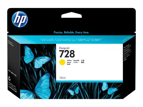 Консуматив, HP 728 130-ml Yellow DesignJet Ink Cartridge