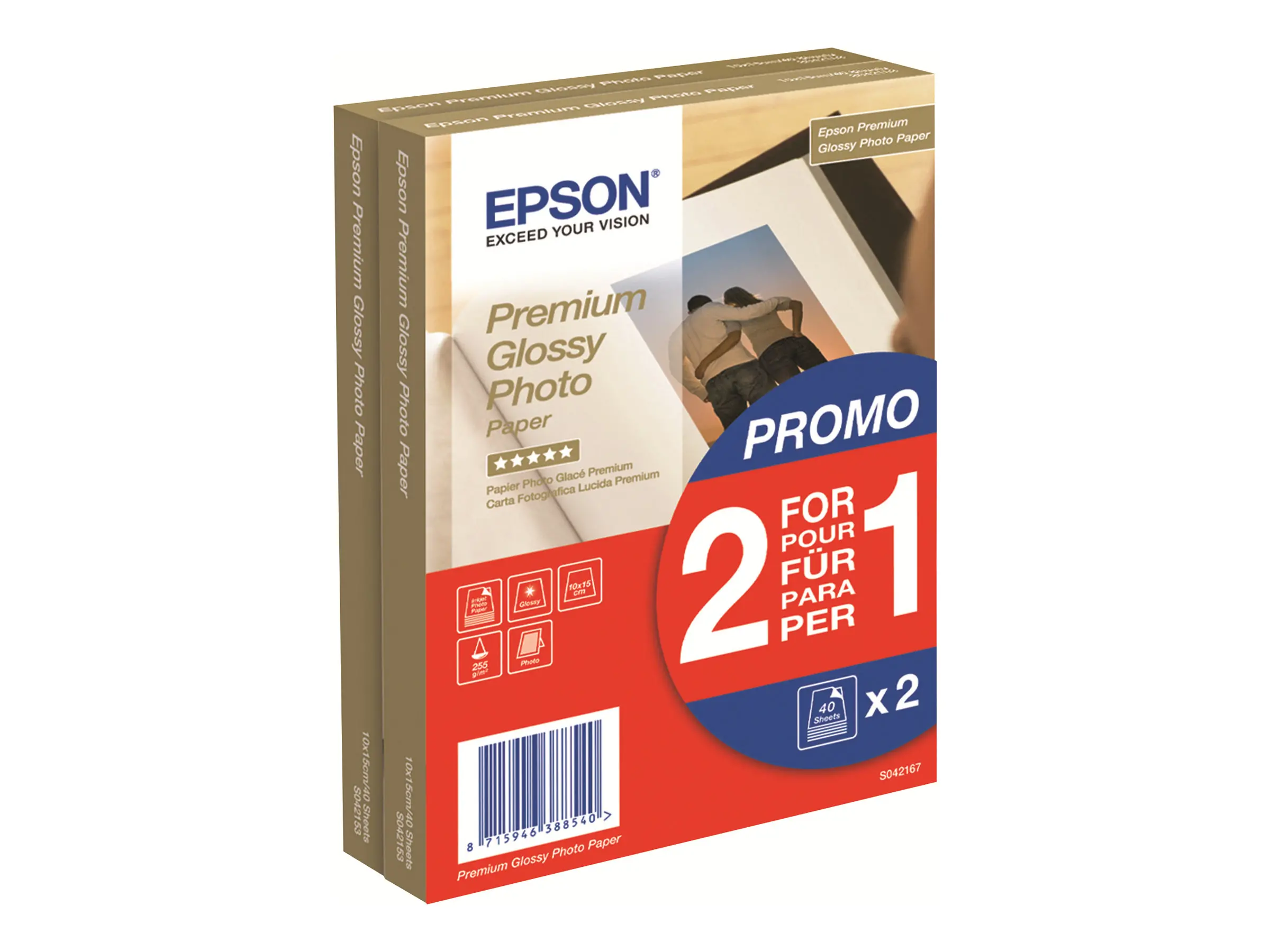 Хартия, Epson Premium Glossy Photo Paper, 100 x 150 mm, 255g/m2, 80 Blatt