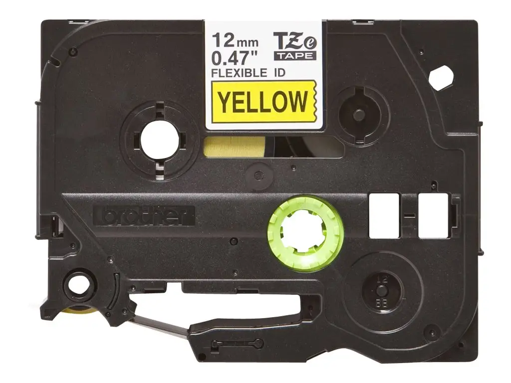 TZ Tape 12mm BLACK ON YELLOW FLEXIBLE ID for P-Touch