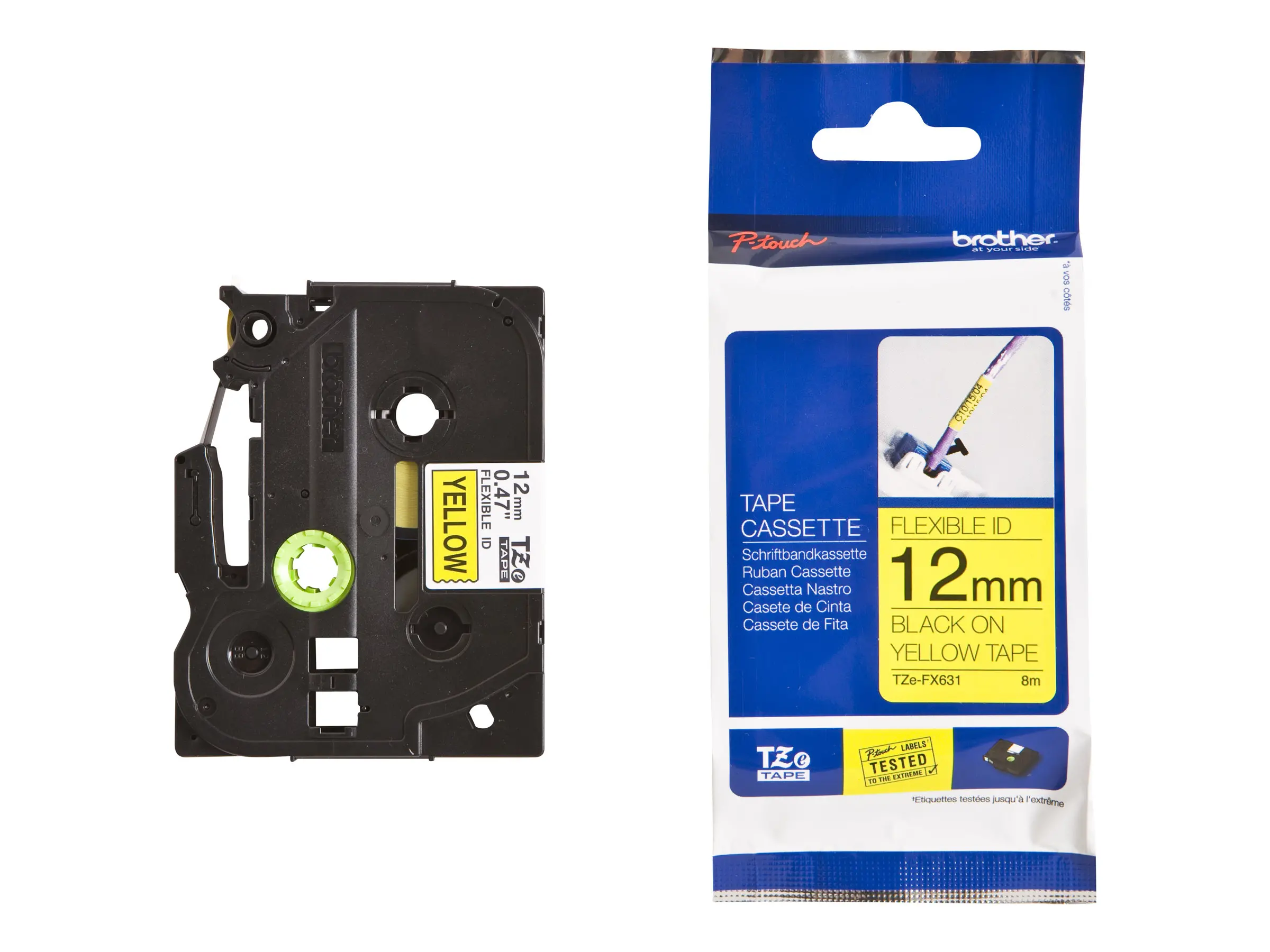 TZ Tape 12mm BLACK ON YELLOW FLEXIBLE ID for P-Touch - image 1