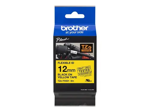 TZ Tape 12mm BLACK  ON YELLOW FLEXIBLE ID for P-Touch - image 2