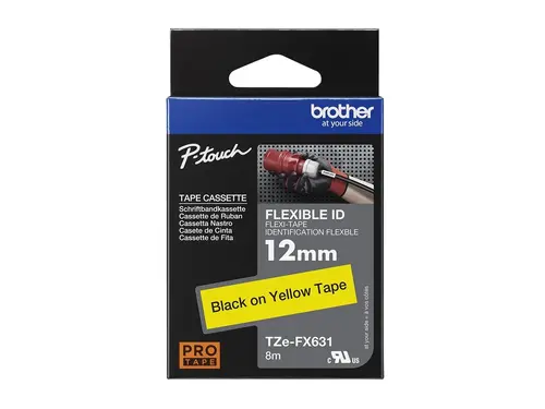 TZ Tape 12mm BLACK  ON YELLOW FLEXIBLE ID for P-Touch - image 3
