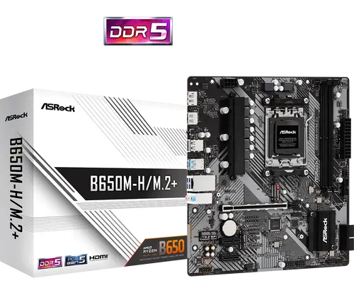 Дънна платка ASROCK B650M-H/M.2+, Socket AM5, 2xDDR5