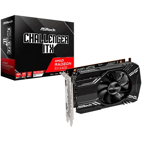 ASROCK Video Card AMD Radeon RX6400 Challenger ITX 4GB, GDDR6 64 bit, 1xHDMI, 1xDP 1.4, recomended PSU 350W.