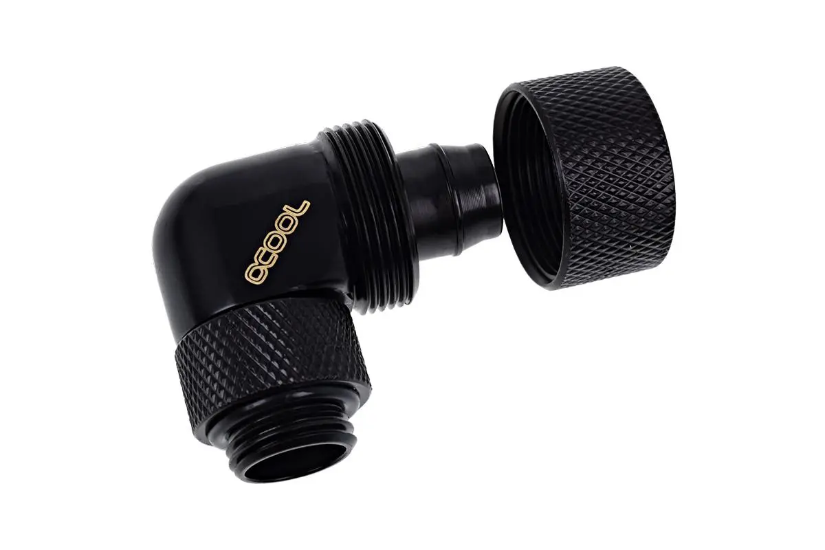 Фитинг Alphacool Eiszapfen, Удължител, 90°, 16/10mm, G1/4, Черен мат - image 1