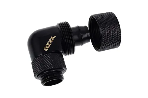 Фитинг Alphacool Eiszapfen, Удължител, 90°, 16/10mm, G1/4, Черен мат - image 1