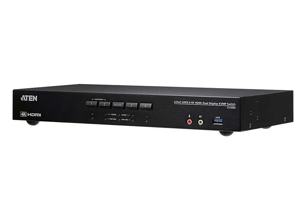 Διακόπτης KVM ATEN CS1844-AT-G, 4 θύρες USB 3.0, Για 2 οθόνες HDMI