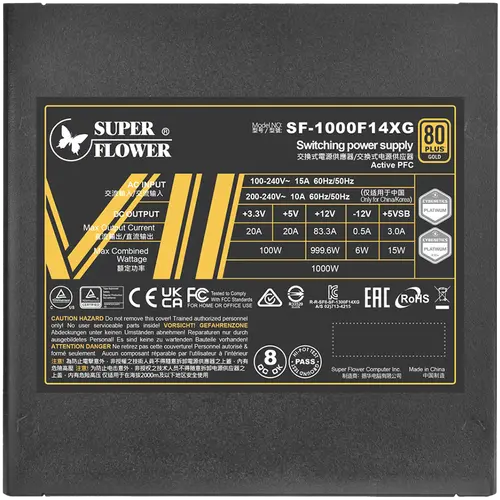 Super Flower Leadex VII XG 1000W ATX 3.1, 80 Plus Gold, Fully Modular, Flat Black Cables, 140mm Fan, 150mmx150mmx86mm, 10 Year Warranty - image 3