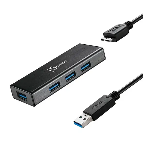 Hub 4 θυρών J5 Create JUH340, USB 3.0, 1:4, Μαύρο - 1